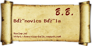 Bánovics Béla névjegykártya