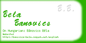 bela banovics business card
